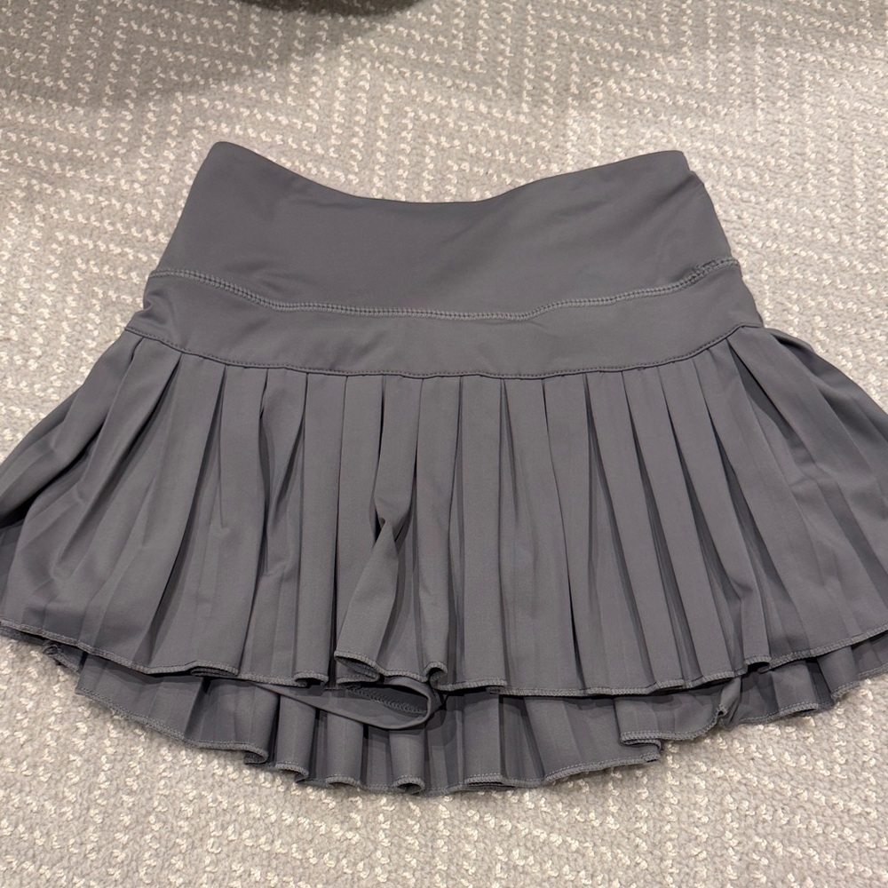 Gray Pleated Mini Skirt